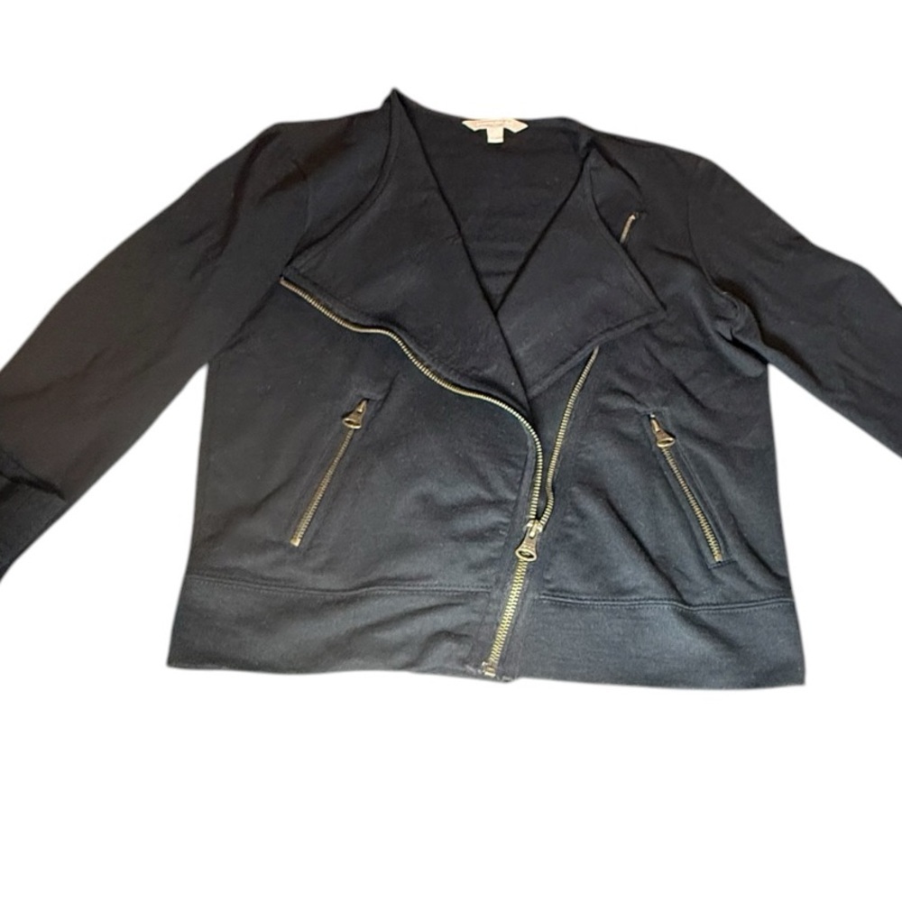 Banana Republic Black Cotton Blend Zippered Moto style jacket, size small - Picture 6 of 11